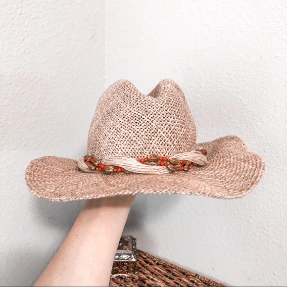 Vintage Accessories - RARE Vintage Betmar Boho Straw Western cowboy Hat
